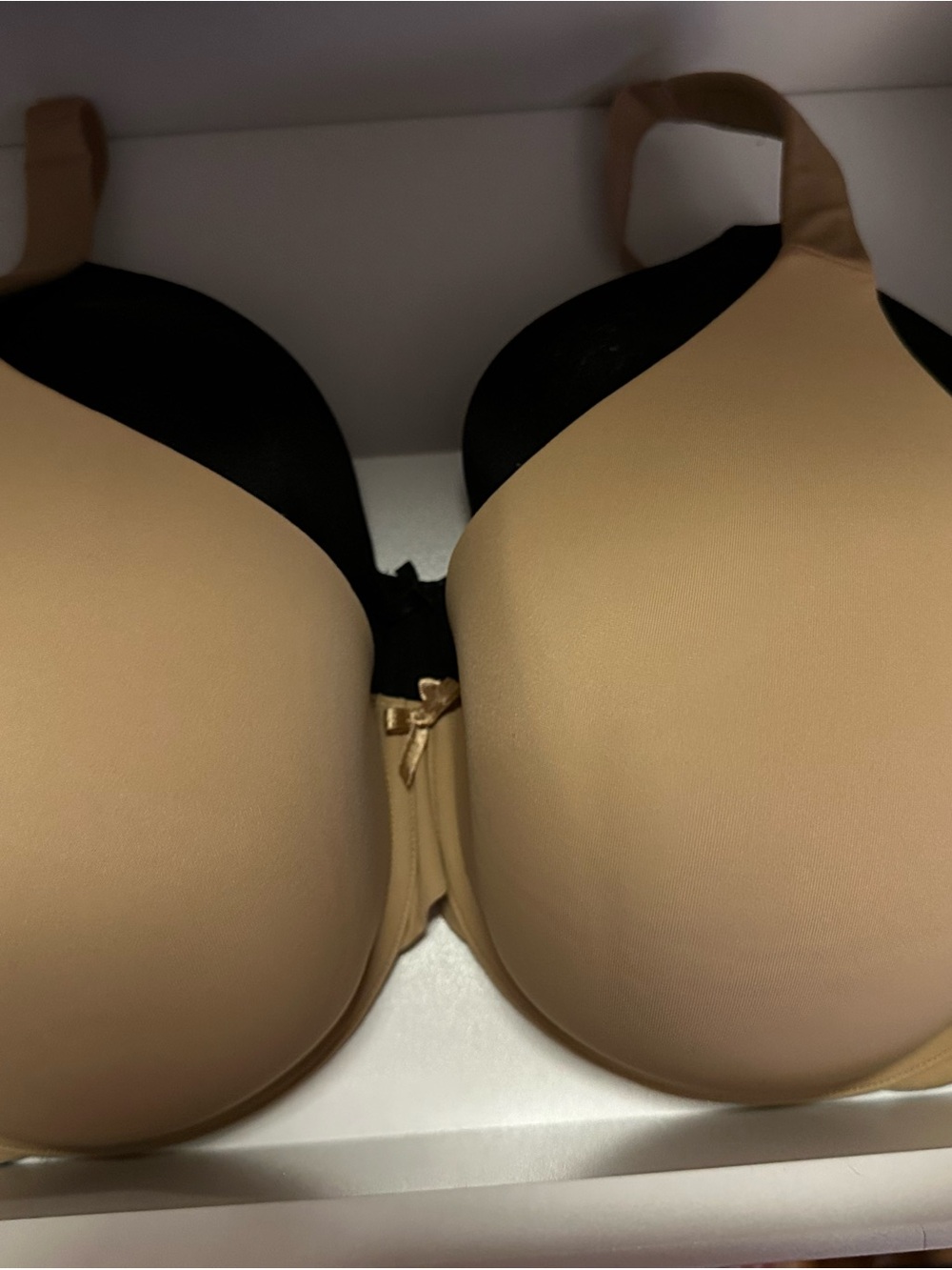 Ambrielle Full Coverage T-Shirt Bras in Tan and Black